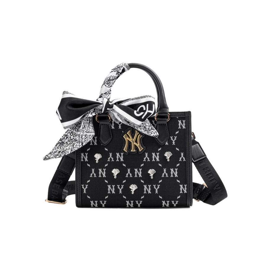 MLB MLB New York Yankees Monogram Polyester Handbag Unisex Black