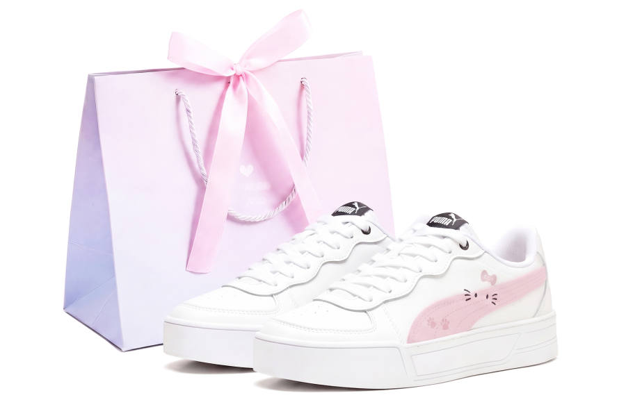 PUMA Skye Height Increasing Low top Skateboard Shoes Women's Pink White