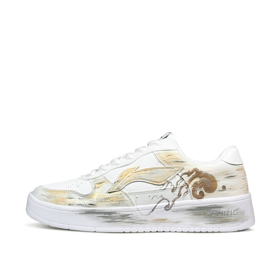 Li-Ning Li Ning Floating Boat Lightweight Abrasion Resistant Low top Skateboard Shoes Men's Gold White