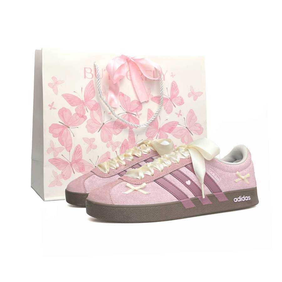 Adidas Adidas Vl Court Classic Slip Resistant, Abrasion Resistant, Lightweight Low top German Army Trainers Unisex Pink