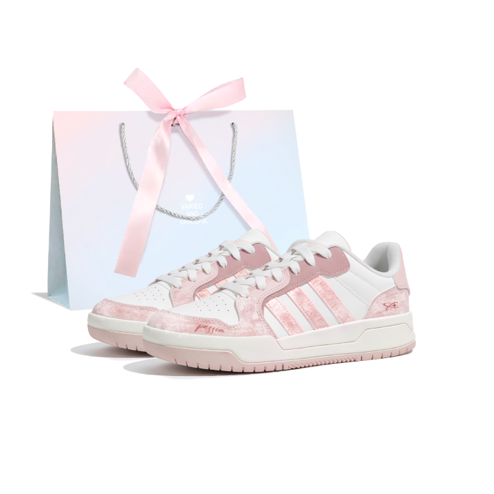 Adidas Adidas ENTRAP Pink Mist Star Note Synthetic Leather Lightweight Height Increasing Low top Skateboard Shoes Women's