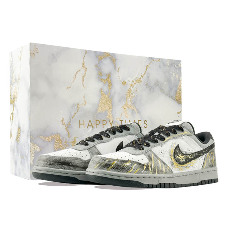Nike Nike Big Ash, The Golden Shadow Slip Resistant Cushioning Abrasion Resistant Low top Skateboard Shoes Men's Black Gold