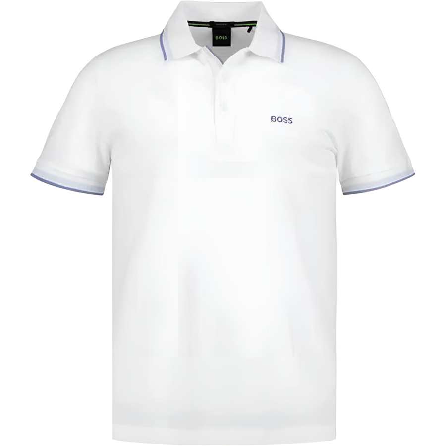 HUGO BOSS Polo Shirts Men's White Polo Collar Moderate Straight Fit