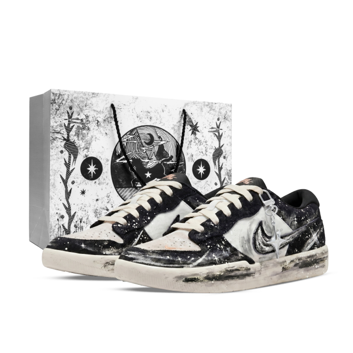 Nike Nike SB Force 58 Monster Lab, Starry Plain Low top Skateboard Shoes Unisex Black White Gray