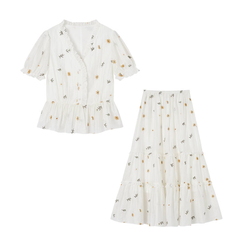 XIANGYING Casual Suits Women's White V Neck Thin