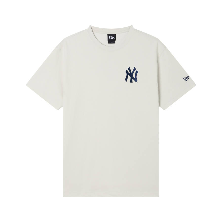 New Era T Shirts Unisex Beige Gray Crew Neck Moderate