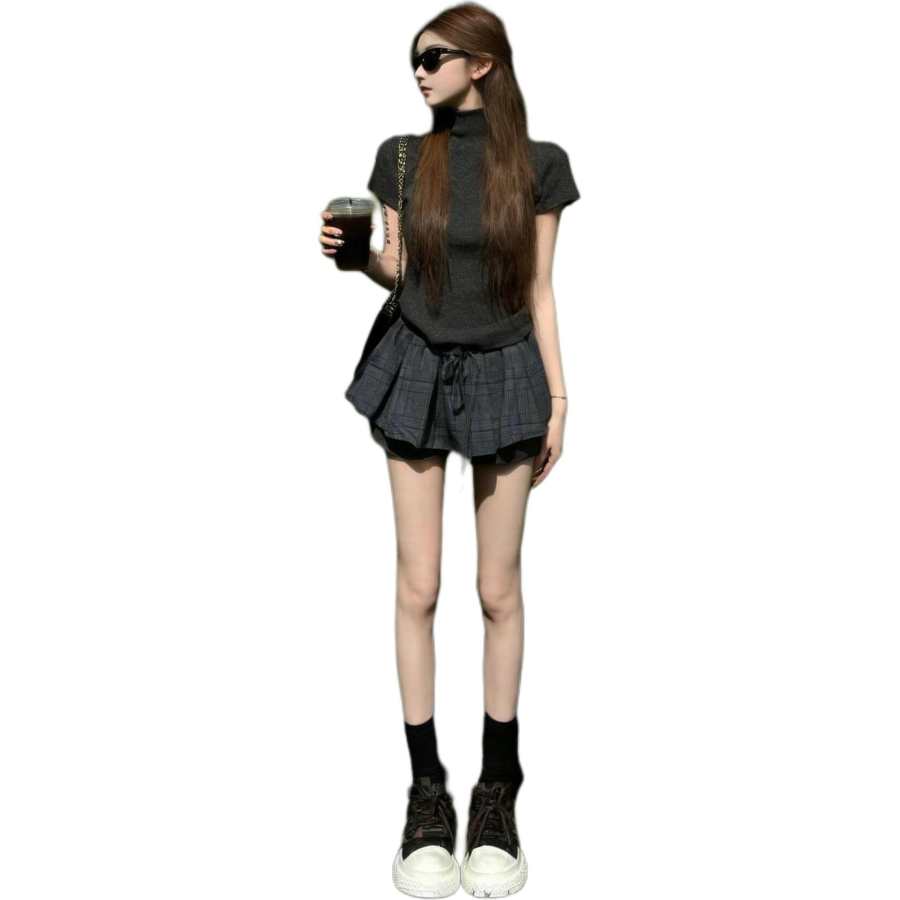 JBBCN Two Piece Skirt Sets Women's Crew Neck Moderate Short Skirt