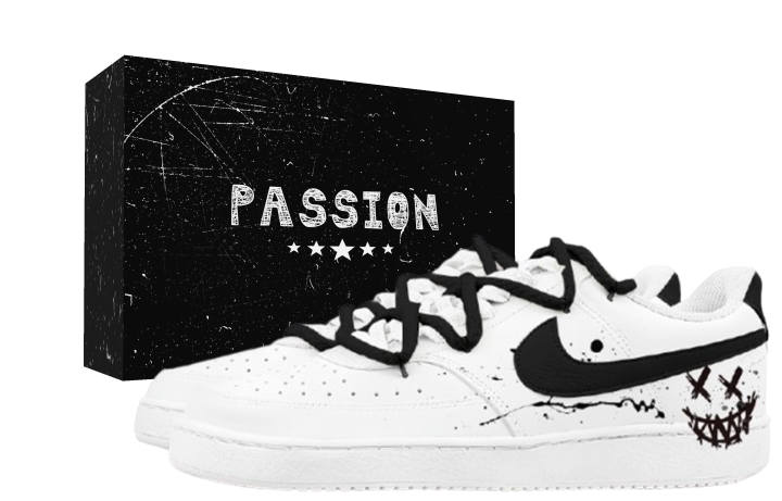 Nike Nike Court Vision 1 Crazy Face Graffiti Box Slip Resistant Abrasion Resistant Low top Skateboard Shoes Unisex