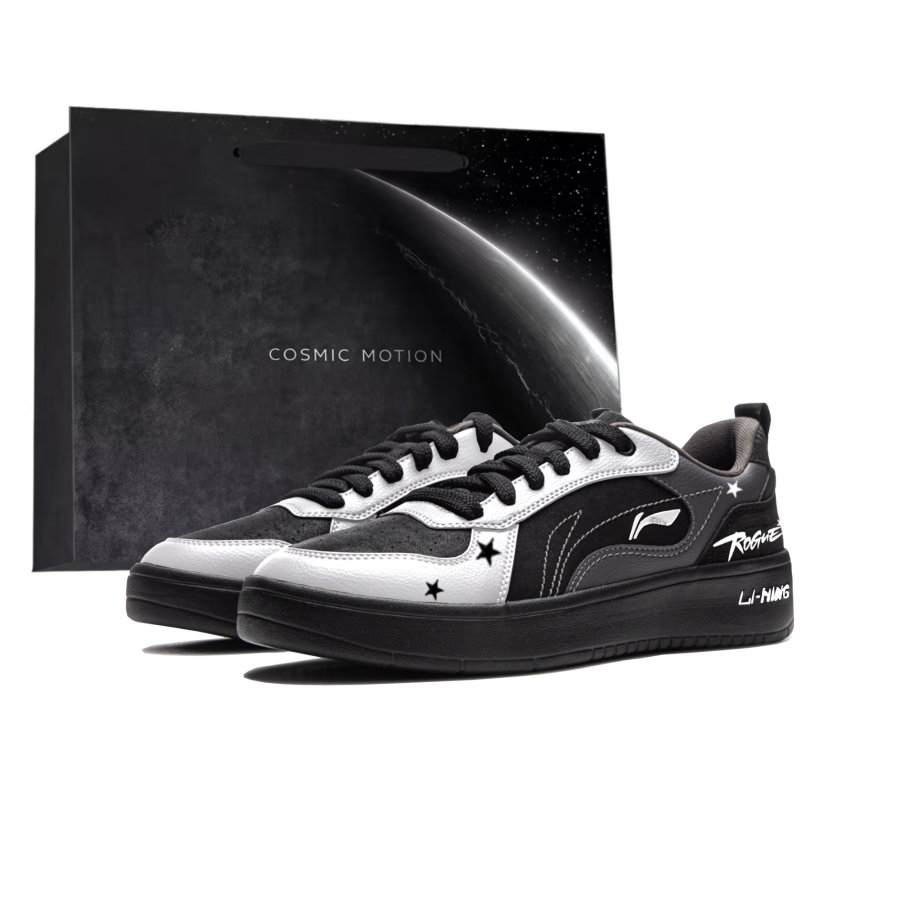 Li-Ning Li Ning Wheat Age Cushioning Abrasion Resistant Low top Skateboard Shoes Men's Black White