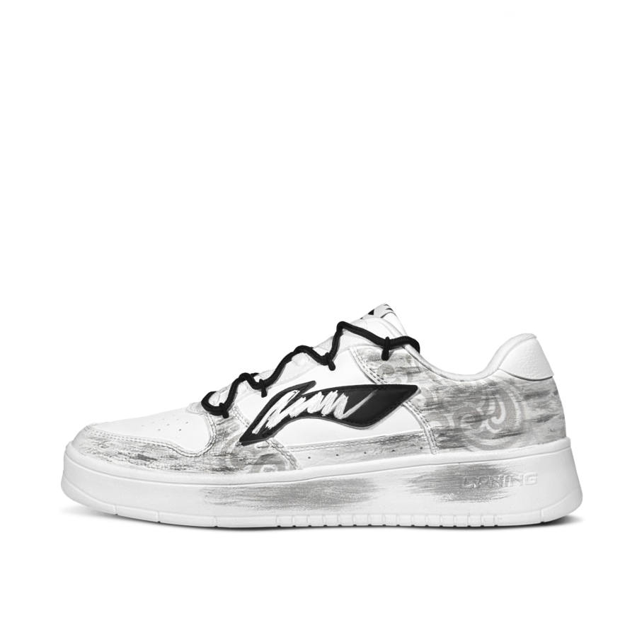 Li-Ning Li Ning Floating Boat Plain Silk Ink Splatter Lightweight Slip Resistant Low top Skateboard Shoes Men's