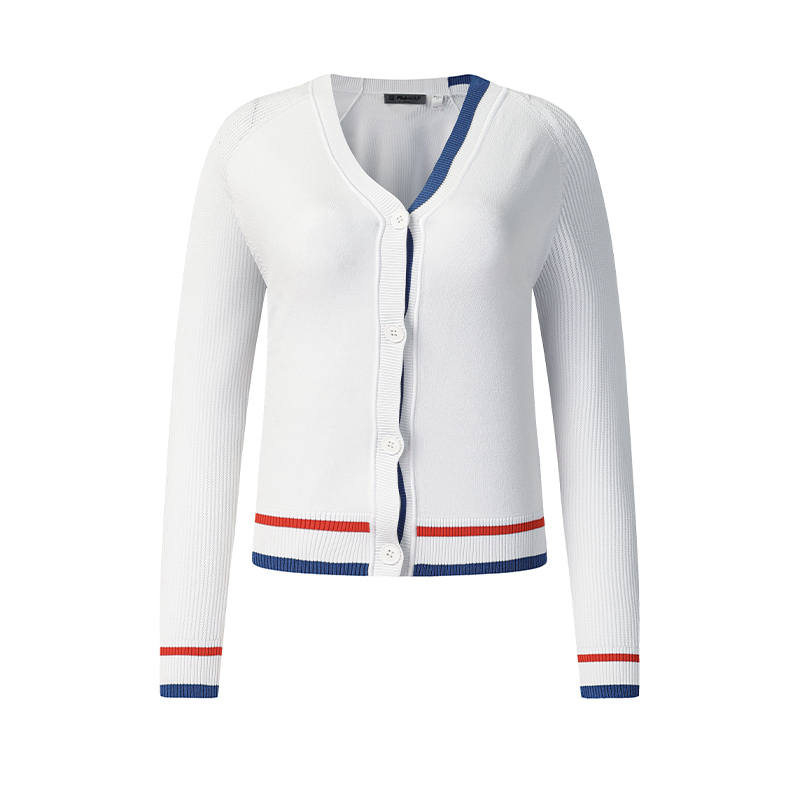 FILA Golf Knitwear Women's Jade White WT V Neck Moderate Cardigan