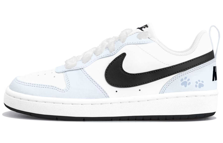 Nike Nike Court Borough Light Blue Paw Print Low top Kids' Skateboarding Shoes Blue Teenagers