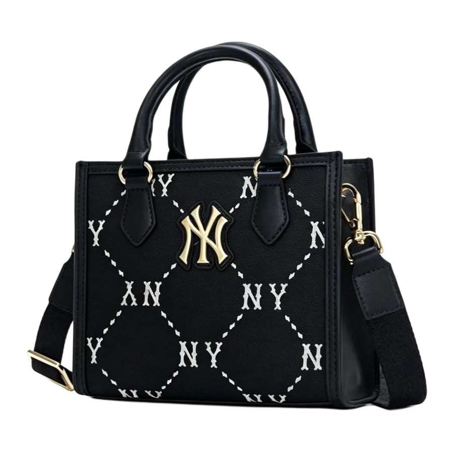 MLB Polyester Shoulder Bag, Small Tote, Crossbody Handbag Small Women's Black & White