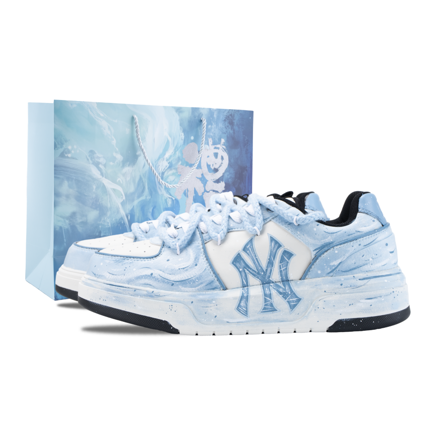 MLB Chunky Liner Light Blue Prologue Slip Resistant Abrasion Resistant Low top Skateboard Shoes Unisex White Blue