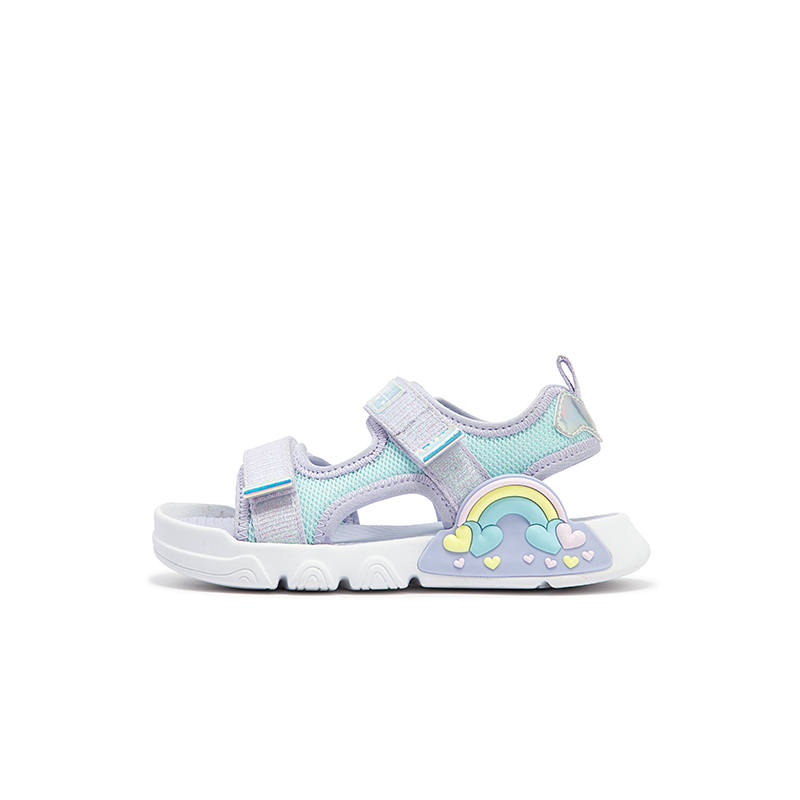 XTEP Little Rainbow Cushioning Abrasion Resistant Slip Resistant Low top Children's Sandals Foam Blue Snow Cyan Purple