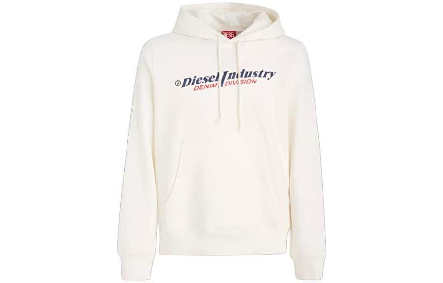 DIESEL Sweatshirts Men's Ecru Hooded Non Detachable Moderate Straight Fit