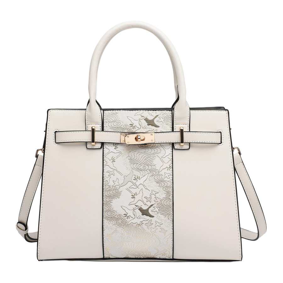 PAYOT PAYOT Synthetic Leather Handbag Regular Women's Ecru