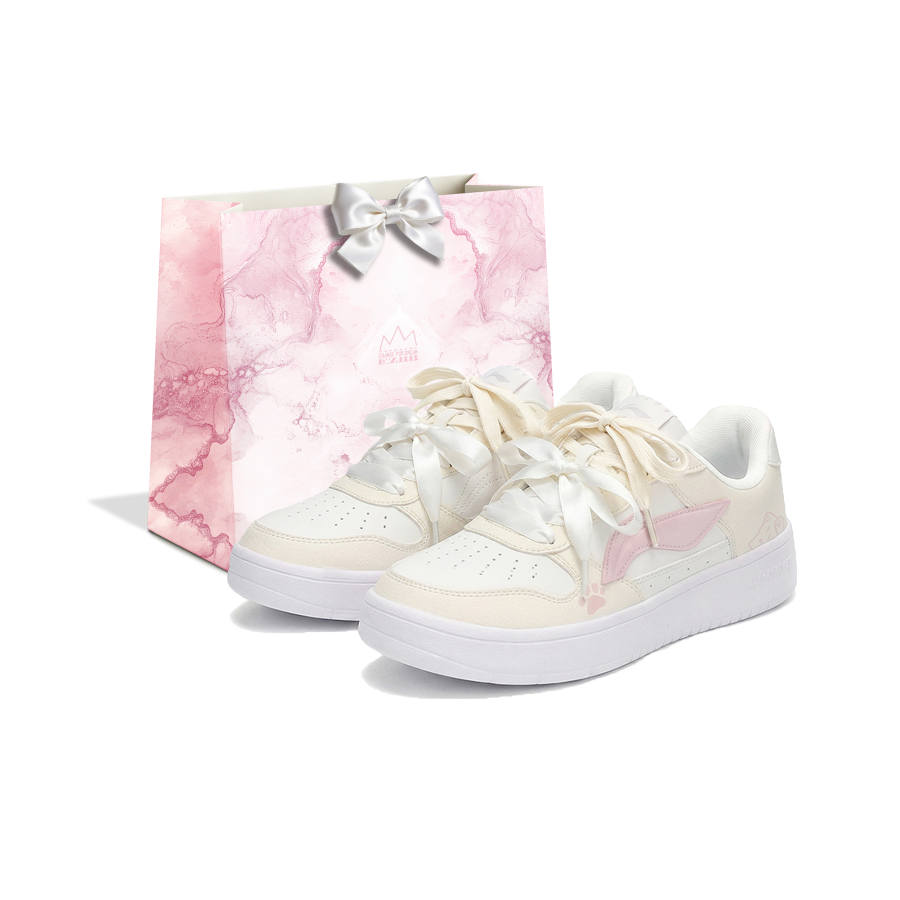 Li-Ning Li Ning Floating Boat Slip Resistant Abrasion Resistant Low top Skateboard Shoes Women's White Yellow Pink