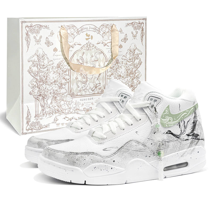 Nike Nike Flight Legacy Shopping Bag, Crane Imprint, First Culture V Basketball Shoes Unisex Gray White Green