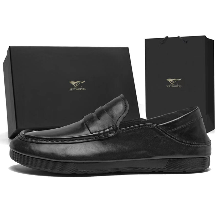 SEPTWOLVES Genuine Leather Business Casual Old Money Style Loafers Men's