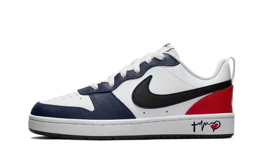 Nike Nike Court Borough Obsidian Leather Slip Resistant Cushioning Abrasion Resistant Low top Kids' Skateboarding Shoes
