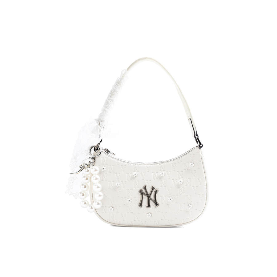 MLB MLB Monogram Collection Artificial Leather Shoulder Bag Regular Unisex Cream White