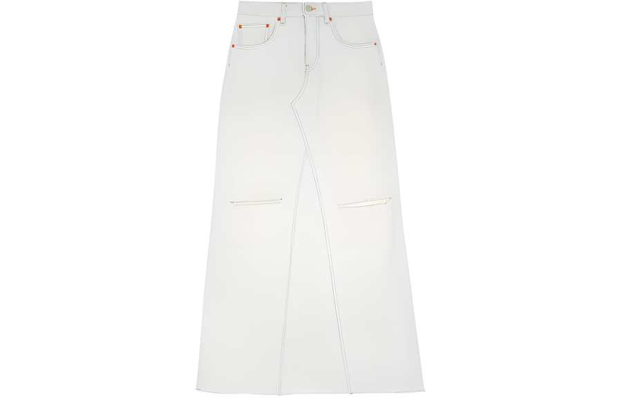 MM6 Maison Margiela Distressed Maxi Denim Skirt