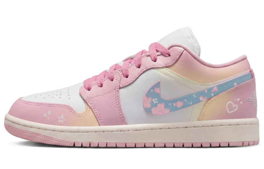 Jordan Jordan Air Jordan 1 Cushioning Abrasion Resistant Low top Skateboard Shoes Women's Pink