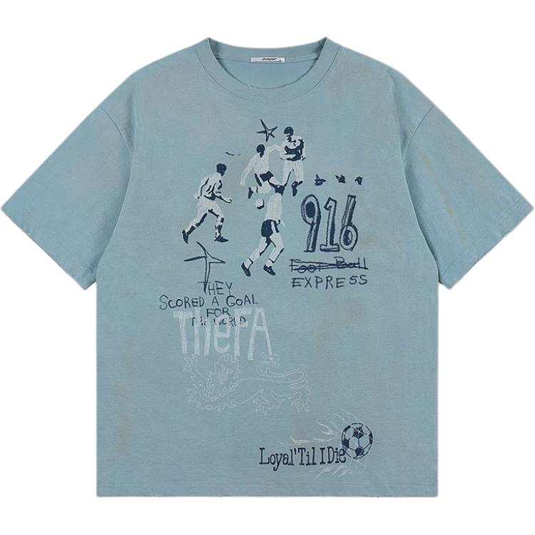 GOOD BAI T Shirts Unisex Washed Blue Crew Neck