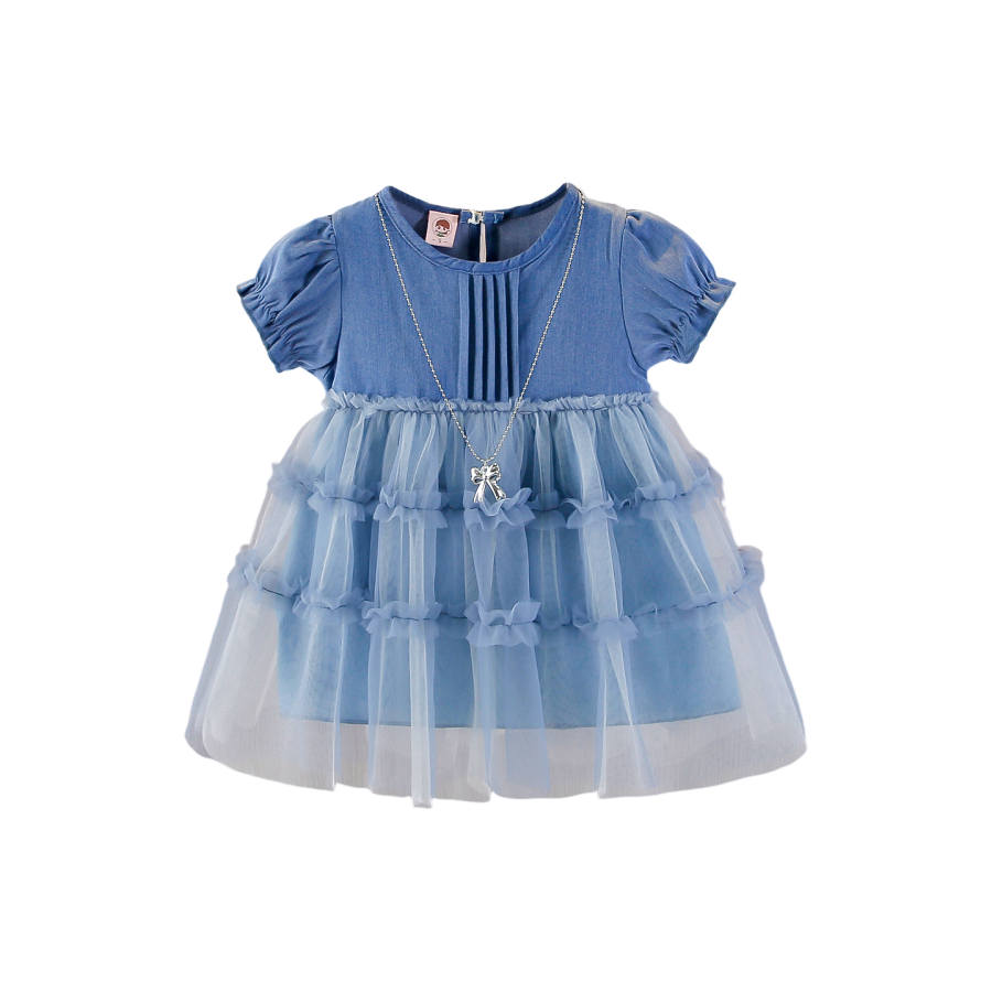 YALU Baby Dresses Crew Neck Thin Midi Skirt Stretch