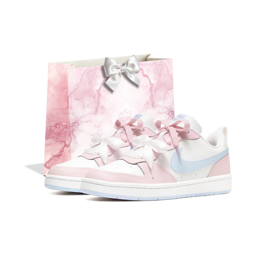 Nike Nike Court Borough Shopping Bag Slip Resistant Abrasion Resistant Low top Skateboard Shoes Women's Pink Blue White