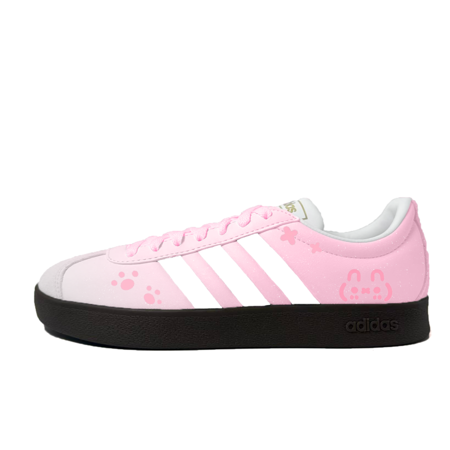 Adidas Adidas Vl Court Classic Pink Glitter Bunny Synthetic Leather, Split Cow Leather Low top Skateboard Shoes Unisex Pink