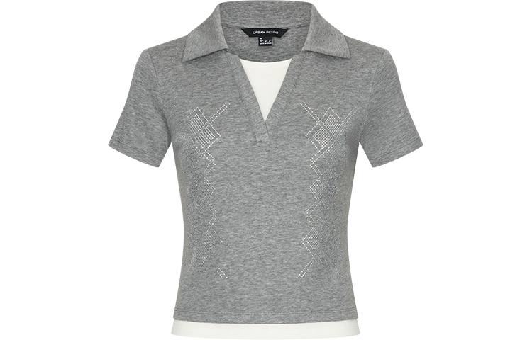 URBAN REVIVO T Shirt Women's Light Gray Heather Gray