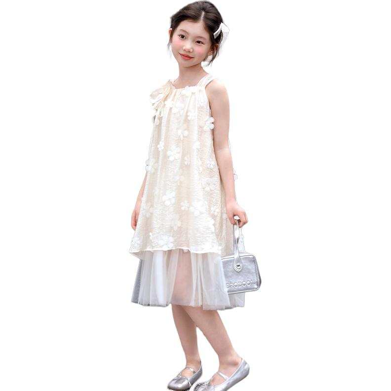 PLANDOO Kids Dresses Camisole Moderate Midi Skirt Non Stretch