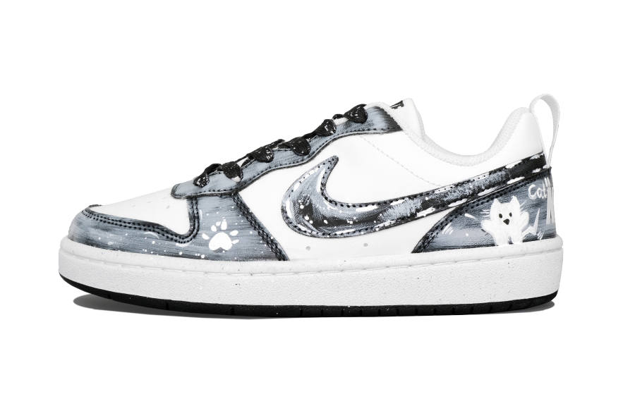 Nike Nike Court Borough Scruffy Kitten Low top Kids' Skateboarding Shoes Black Teenagers