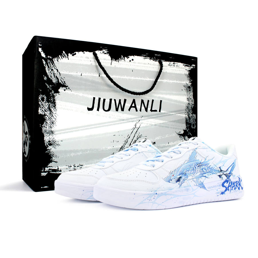 Li-Ning Li Ning Floating Boat Slip Resistant Abrasion Resistant Low top Skateboard Shoes Men's Blue White