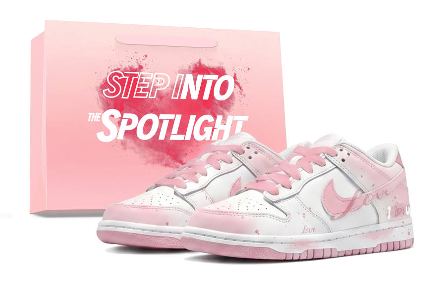Nike Nike Dunk Pink Love Slip Resistant Abrasion Resistant Low top Skateboard Shoes Unisex Pink White