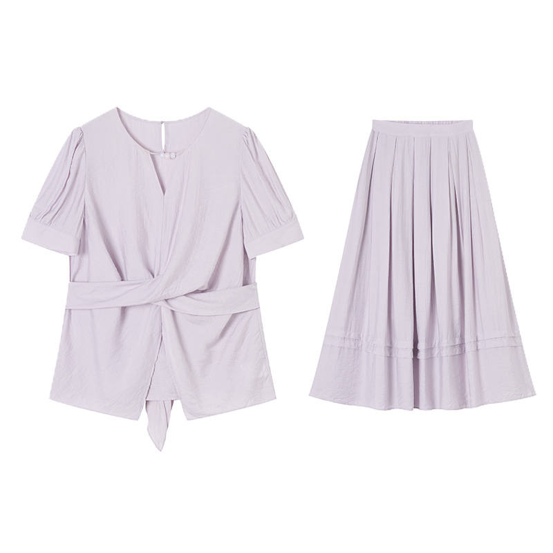 XIANGYING Casual Suits Women's Purple Crew Neck Thin