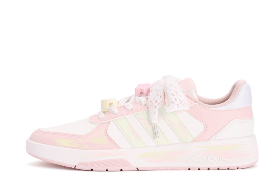 Adidas Adidas COURTBEAT Coverage Slip Resistant Cushioning Low top Skateboard Shoes Unisex Pink Yellow
