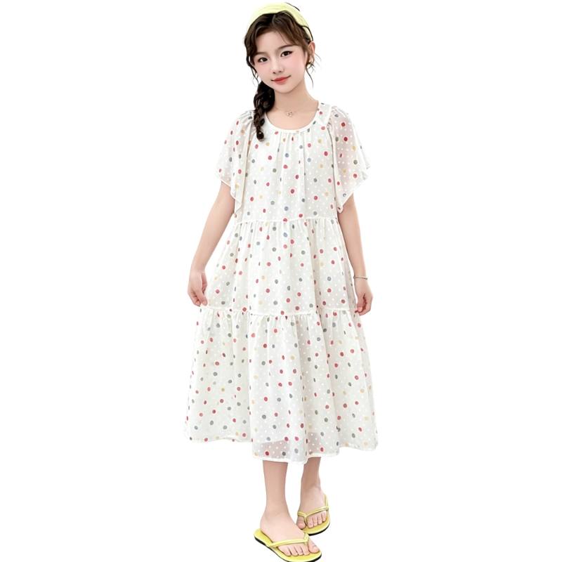 YALU Grade School Dresses Crew Neck Moderate Midi Skirt