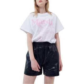 MARDI MERCREDI T Shirts Women's White Crew Neck Moderate Straight Fit