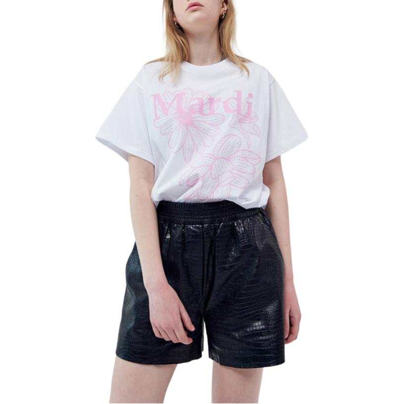 MARDI MERCREDI T Shirts Women's White Crew Neck Moderate Straight Fit