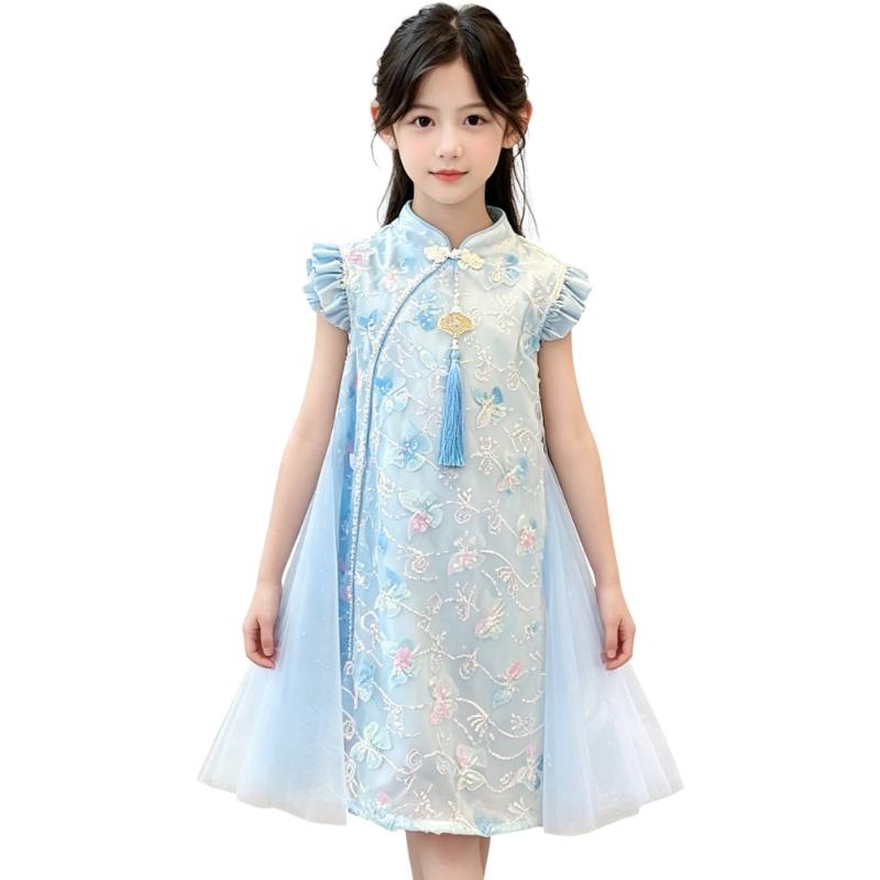 YALU Grade School Dresses Stand Collar Moderate Midi Skirt