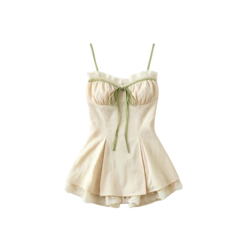 DUSHE Slip Dresses Women's Green Camisole Thin Short Skirt