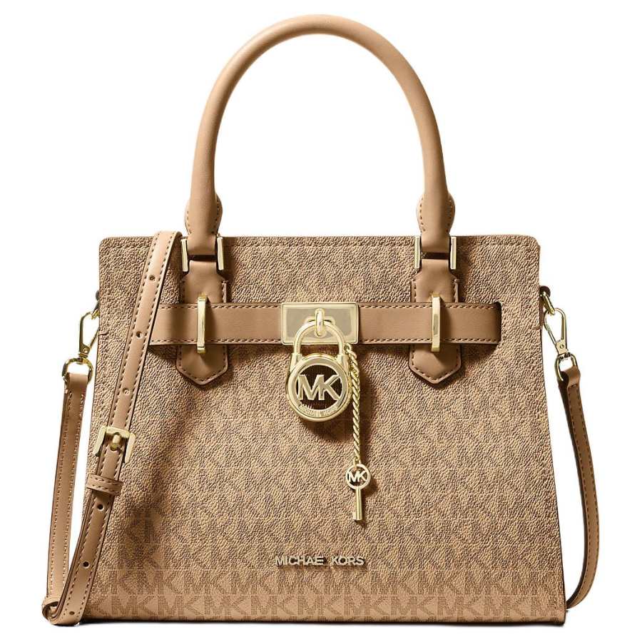 MICHAEL KORS Hamilton Coated Canvas One Shoulder Handbag Small Women's Camel