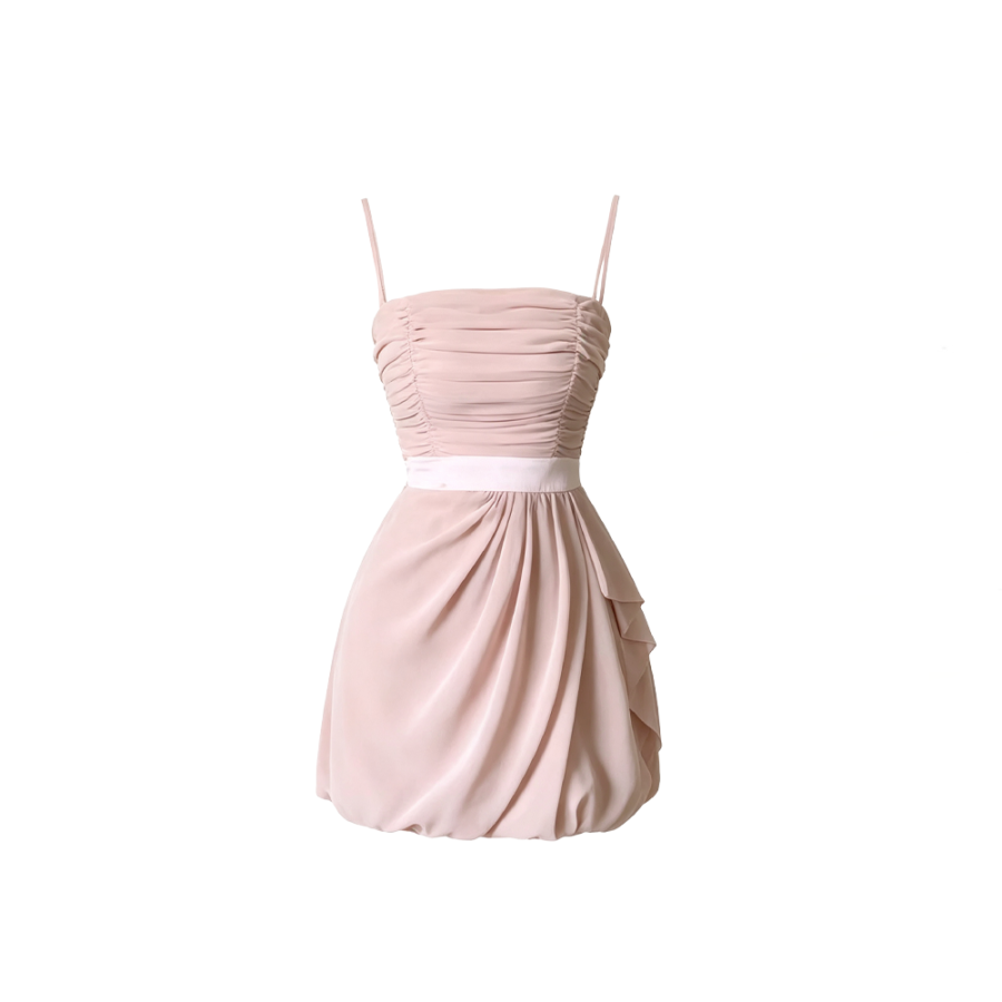 CPAURA Slip Dresses Women's Nude Pink Camisole Moderate Short Skirt