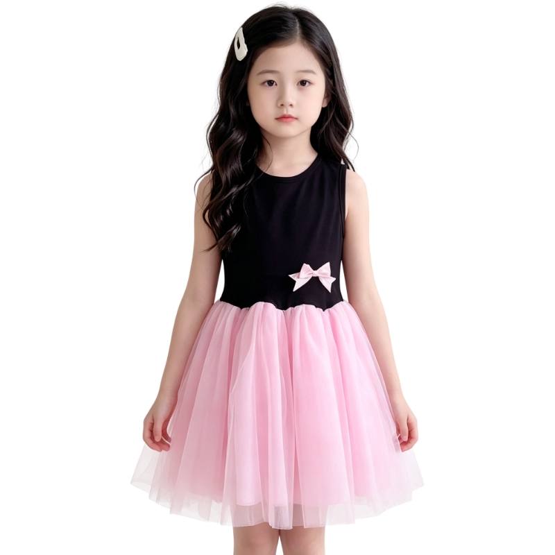 YALU Grade School Dresses Crew Neck Moderate Midi Skirt
