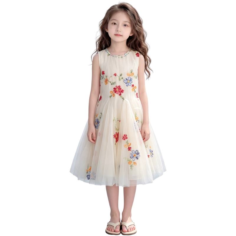 YALU Grade School Dresses Crew Neck Moderate Midi Skirt