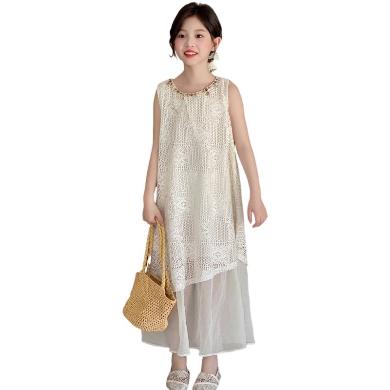 YALU Grade School Dresses Crew Neck Moderate Midi Skirt