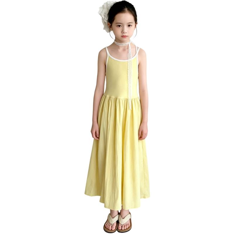 YALU Grade School Dresses Lapel Moderate Midi Skirt Stretch